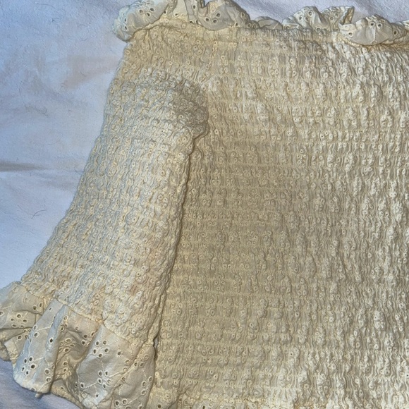 American Eagle Cream Ribbed Top with Ruffles - Picture 5 of 5